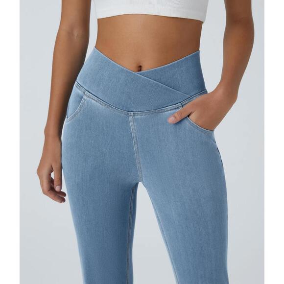 NWT Halara Flex™ High Waisted Crossover Pocket Washed Casual Jeans Size XL - Picture 10 of 11